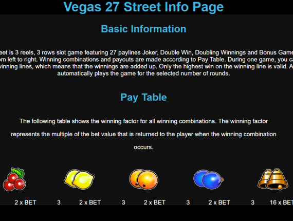 machine à sous Vegas 27 écran 3